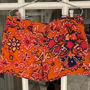 Loft shorts, orange blue flower design, size 8